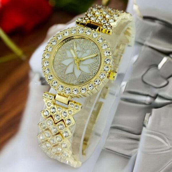 Women's Golden Beads Chain Strap Watch