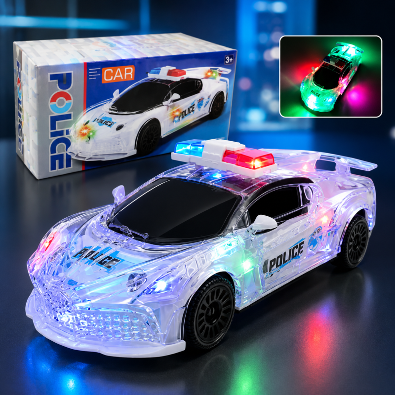 Police Wagon Car Toy with Lights & Sound for Kids | Friction Powered Police Vehicle | Educational Pretend Play Toy