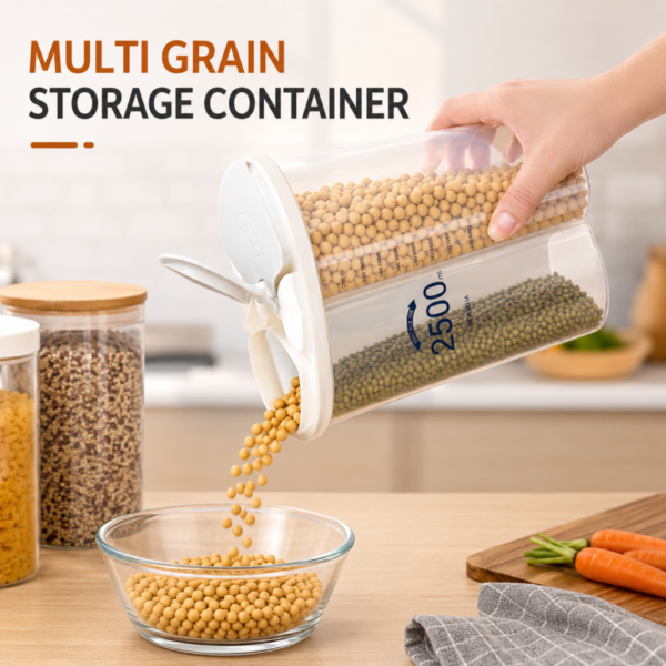2-in-1 Airtight Dual Compartment Storage Jar – Moisture-Proof Space-Saving Food Storage Container with 2 Portion Sections