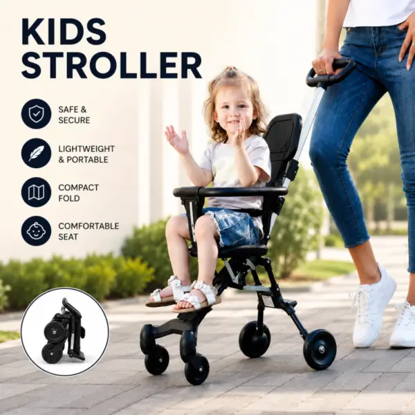 Baby Stroller – Foldable Four-Wheeled High Landscape Child Stroller (1–5 Years)
