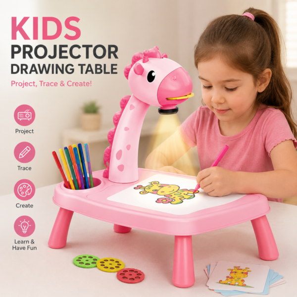 Kids LED Projector Drawing Table with Projection Board | Creative Painting & Graffiti Drawing Desk | Early Learning Writing Board | Educational Art Toy Birthday Gift
