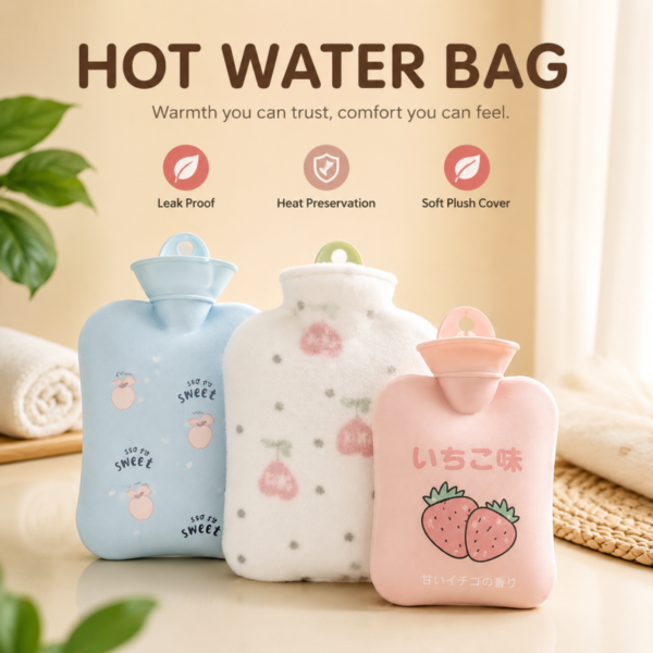 Mini Hot Water Bag – Cute Reusable Hand & Shoulder Warmer for Kids, Toddlers & Ladies | Soft Portable Heat Pack for Pain Relief, Cramps & Cold Weather