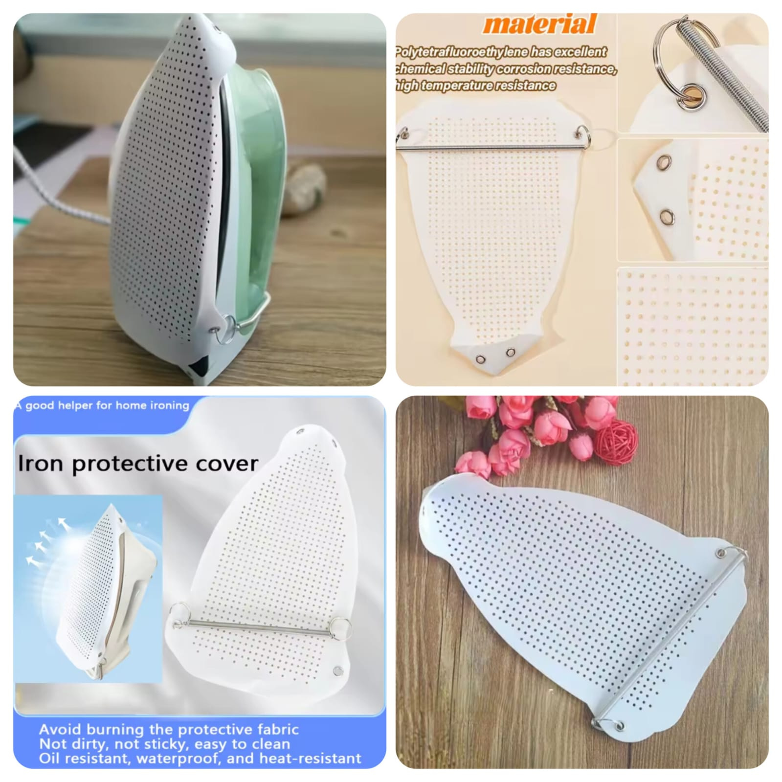 Protect delicate fabrics while ironing with this high-quality Teflon Iron Cover. Its non-stick coating prevents scorching, shine marks, and fabric burns, making it ideal for silk, polyester, cotton, wool, and other delicate garments. Key Features ✅ Premium non-stick Teflon coating ✅ Prevents fabric burning and shine marks ✅ Suitable for steam and dry irons ✅ Protects delicate and sensitive fabrics ✅ Smooth, effortless ironing experience ✅ Easy to attach and remove ✅ Reusable and durable design ✅ Helps distribute heat evenly Specifications Product Type: Teflon Iron Cover Material: Teflon-Coated Metal Compatibility: Fits most standard steam and dry irons Color: Silver Condition: Brand New Package Includes 1 × Teflon Iron Cover