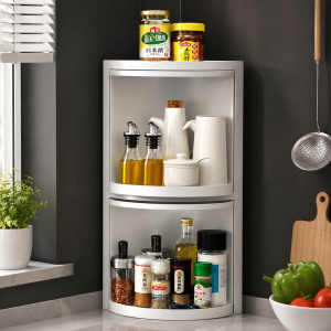 EMSA Layer Bathroom Corner Cabinet | Wall Mounted Plastic Storage Cabinet | Waterproof Bathroom Organizer | Space Saving Corner Shelf