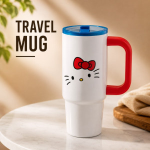 Stainless Steel Tumbler with Leak-Proof Lid & Easy Carry Handle, Random Designs & Random Colours