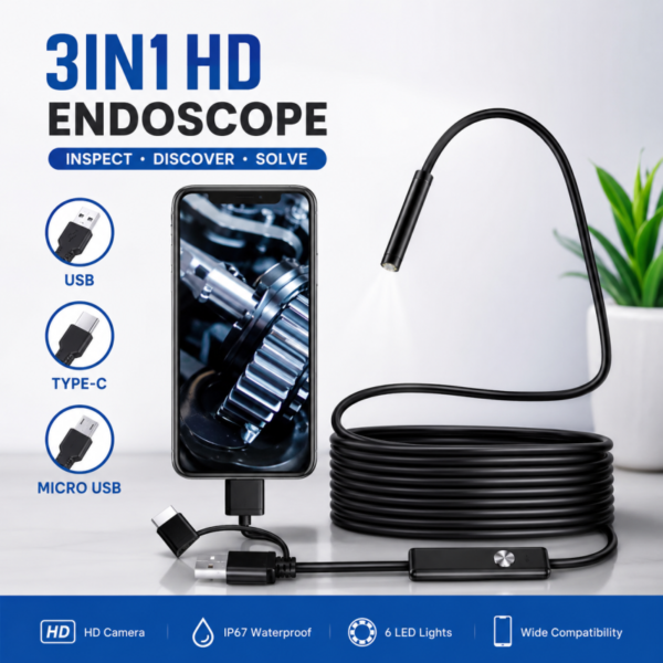 BoreScope Dual Lens Car Endoscope Camera Type C USB