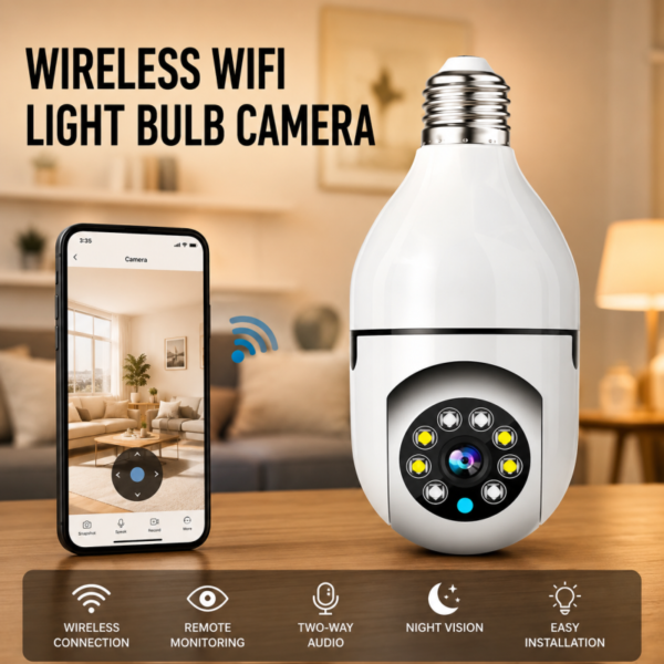 Bulb Camera Wifi 360 Degree Panoramic Night Vision Two-Way Auto Motion Detection