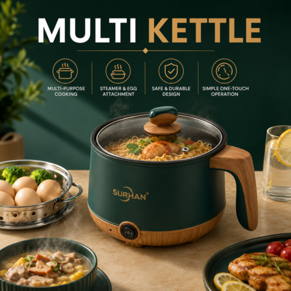Surhan Multi Kettle SR-9092 1.5L with Steamer & Egg Attachment | Multifunction Electric Kettle